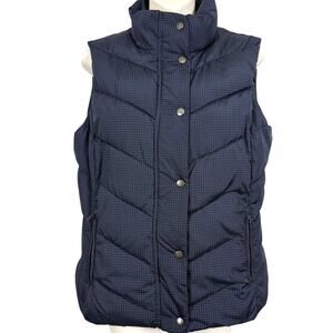Gap Puffer Quilted Womens Vest Jacket Navy White Polka Dot Sleeveless Coat sz M